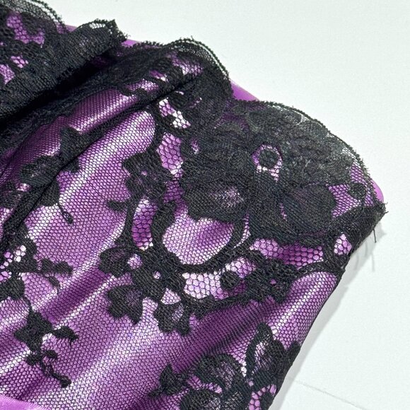 Vtg Y2K Gunne Sax Strapless Dress Bubble Hem Purple Bow Lace Prom Party Lavender - Picture 14 of 15